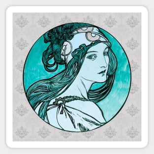 Vintage Twenties Girl - Alphonse Mucha Sticker